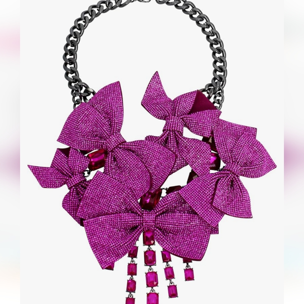 Betsey Johnson Womens Pavé Bow Necklace